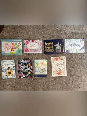 Assorted Colorful Birthday Cards with matching envelopes - Set of 8